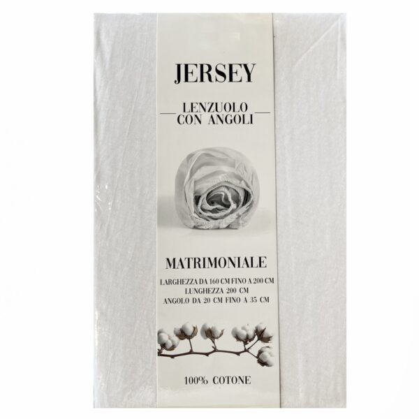 Lenzuolo sotto con Angoli in Jersey di Cotone matrimoniale Bianco