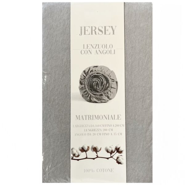 Lenzuolo sotto con Angoli in Jersey di Cotone matrimoniale Grigio