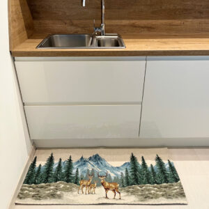 Tappeto in ciniglia lavabile antiscivolo 57X190 Cervi e Chalet in Montagna
