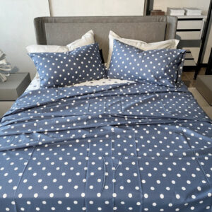 Completo Lenzuola per letto 100% Flanella di puro Cotone Pois Blu Celeste Completo Lenzuola per letto 100% Flanella di puro Cotone Pois Blu Celeste