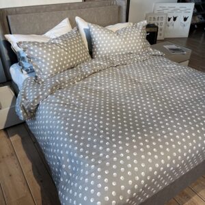 Parure Copripiumino 100% puro cotone matrimoniale Pois Bolle Grigio