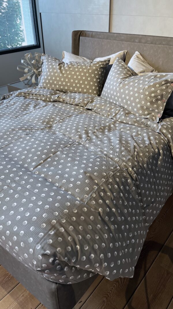 Parure Copripiumino 100% puro cotone matrimoniale Pois Bolle Grigio