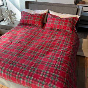 Parure Copripiumino 100% puro cotone matrimoniale Tartan Scozzese Rosso Parure Copripiumino 100% puro cotone matrimoniale Tartan Scozzese Rosso