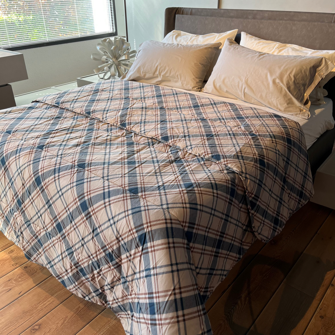 Trapunta Piumone invernale SCOZZESE BEIGE in microfibra made in Italy Trapunta Piumone invernale SCOZZESE BEIGE in microfibra made in Italy