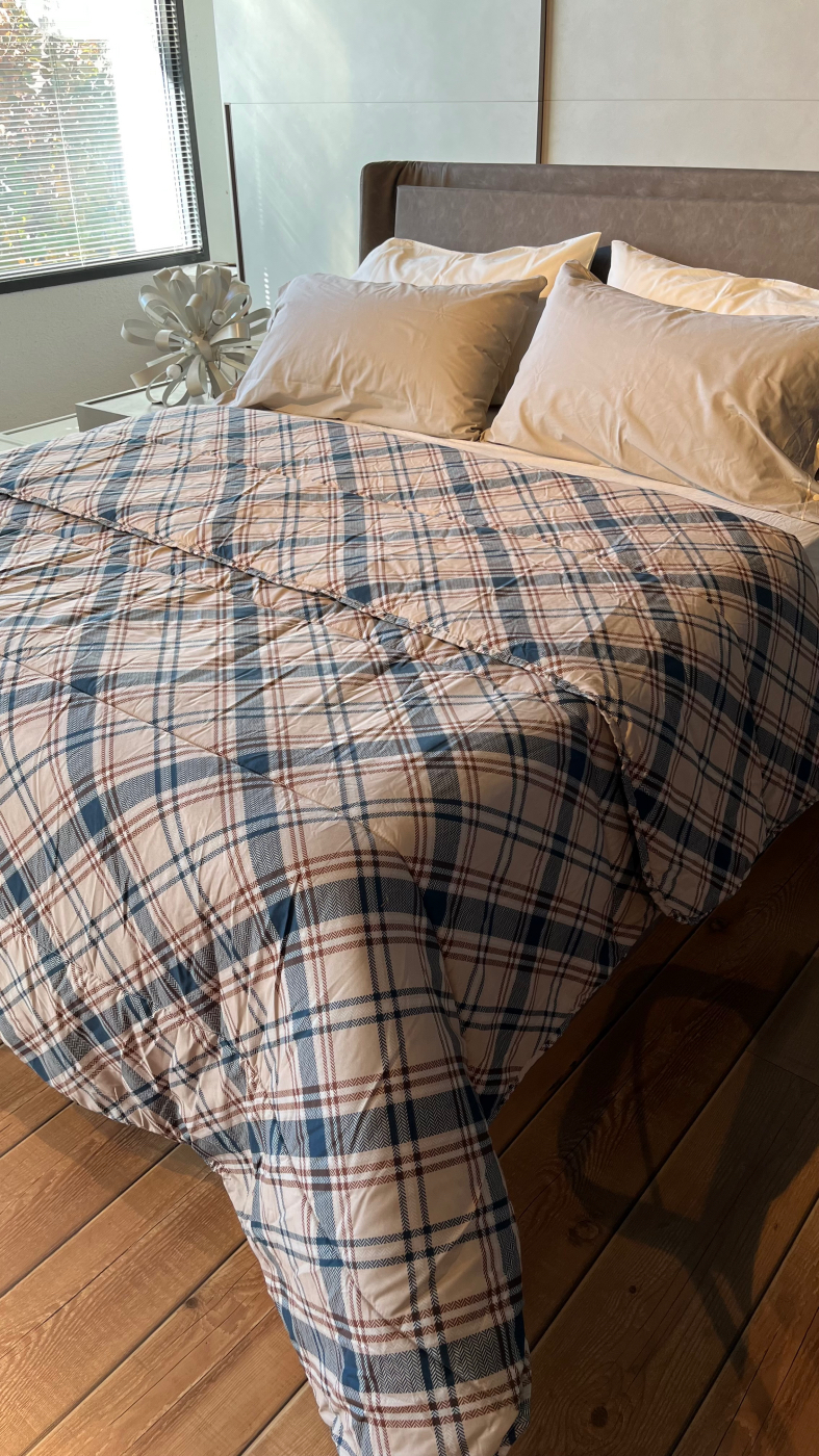 Trapunta Piumone invernale SCOZZESE BEIGE in microfibra made in Italy Trapunta Piumone invernale SCOZZESE BEIGE in microfibra made in Italy