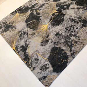 Tappeto e passatoia ciniglia lavabile antiscivolo Ginko Antracite Oro