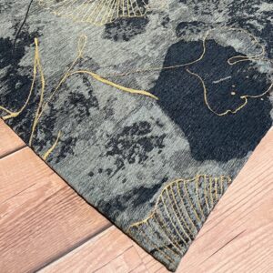 Tappeto e passatoia ciniglia lavabile antiscivolo Ginko Antracite Oro