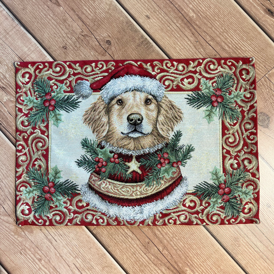 Tovaglietta all'americana natalizia in Lurex 36x50 Cagnolino Tovaglietta all'americana natalizia in Lurex 36x50 Cagnolino