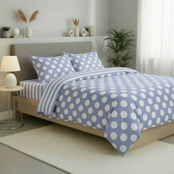 Completo Lenzuola per letto 100% puro Cotone made in Italy matrimoniale POIS E RIGHE BEIGE