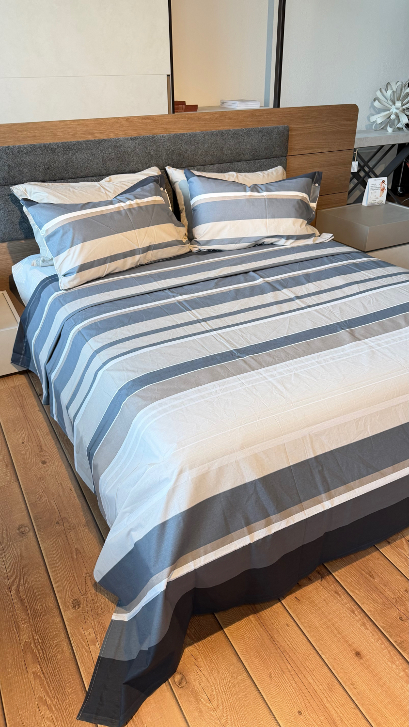 Completo Lenzuola per letto 100% puro Cotone made in Italy matrimoniale SCIA ANTRACITE Completo Lenzuola per letto 100% puro Cotone made in Italy matrimoniale SCIA ANTRACITE