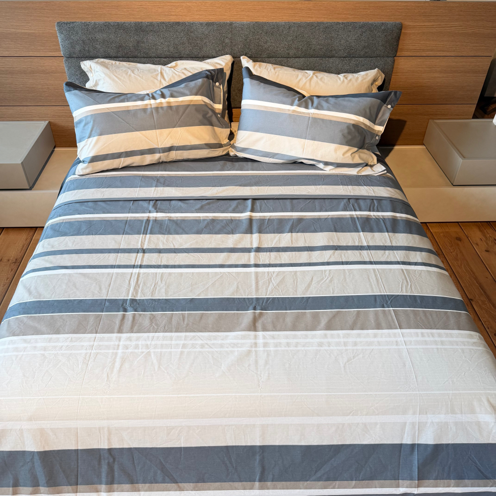 Completo Lenzuola per letto 100% puro Cotone made in Italy matrimoniale SCIA ANTRACITE Completo Lenzuola per letto 100% puro Cotone made in Italy matrimoniale SCIA ANTRACITE