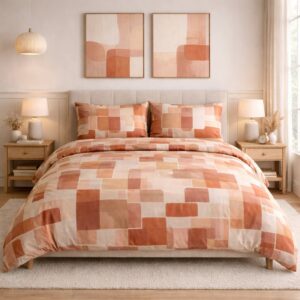 Parure Copripiumino 100% puro cotone matrimoniale Brick Beige