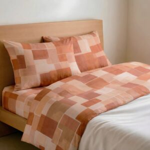 Parure Copripiumino 100% puro cotone matrimoniale Brick Beige