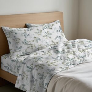 Parure Copripiumino 100% puro cotone matrimoniale Petalo azzurro