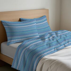 Completo Lenzuola per letto 100% puro Cotone made in Italy matrimoniale Baia Azzurro
