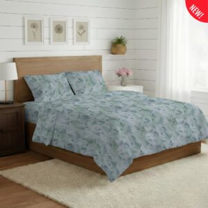 Parure Copripiumino 100% puro cotone matrimoniale SOFFIONE VERDE