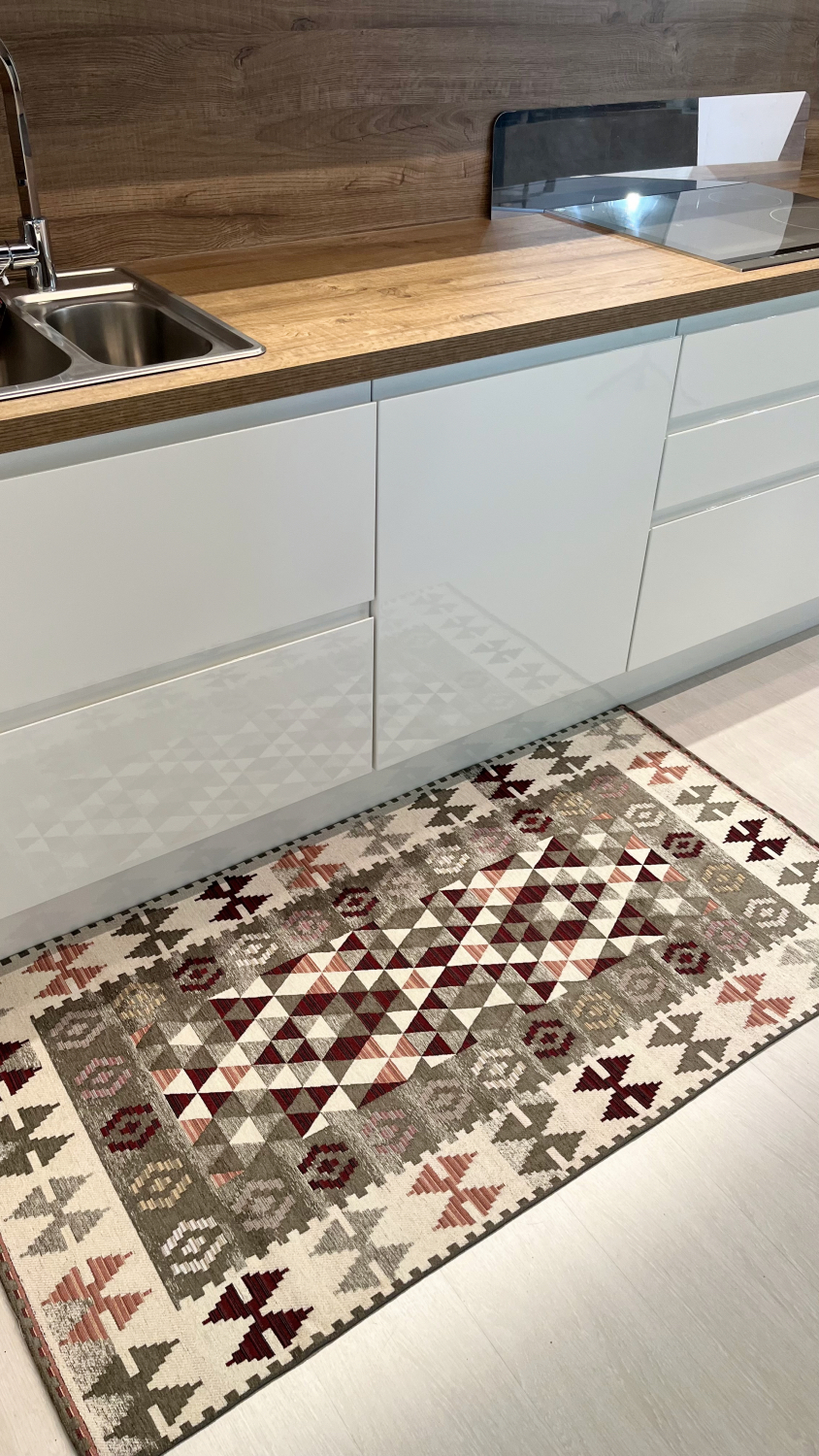 Tappeto ciniglia lavabile antiscivolo Kilim Grigio Tappeto ciniglia lavabile antiscivolo Kilim Grigio