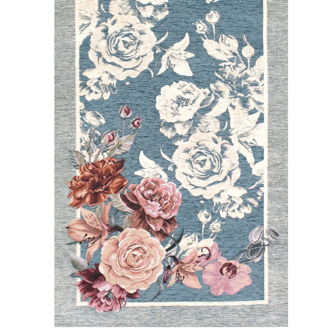 Tappeto e passatoia ciniglia lavabile antiscivolo ROSE AZZURRO Tappeto e passatoia ciniglia lavabile antiscivolo ROSE AZZURRO