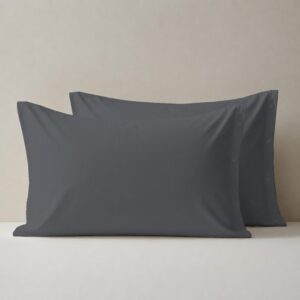 Coppia federe per guanciale 52x83 con bottoncini 100% puro cotone colore Grigio Antracite Coppia federe per guanciale 52x83 con bottoncini 100% puro cotone colore Grigio Antracite