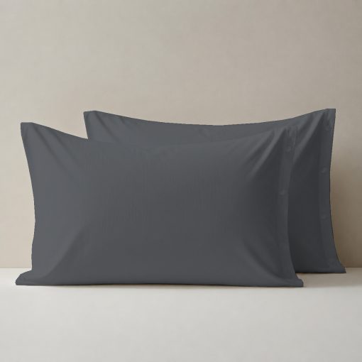 Coppia federe per guanciale 52x83 con bottoncini 100% puro cotone colore Grigio Antracite Coppia federe per guanciale 52x83 con bottoncini 100% puro cotone colore Grigio Antracite