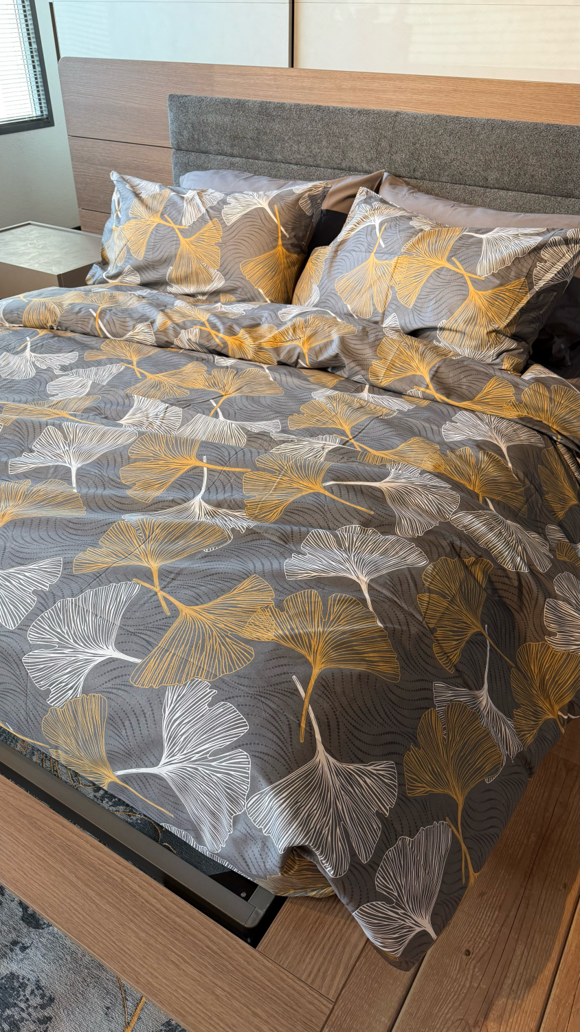 Parure Copripiumino 100% puro cotone made in Italy matrimoniale Ginko antracite Parure Copripiumino 100% puro cotone made in Italy matrimoniale Ginko antracite