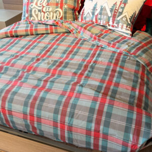 Parure Copripiumino 100% puro cotone made in Italy matrimoniale TARTAN SNOW VERDE Parure Copripiumino 100% puro cotone made in Italy matrimoniale TARTAN SNOW VERDE