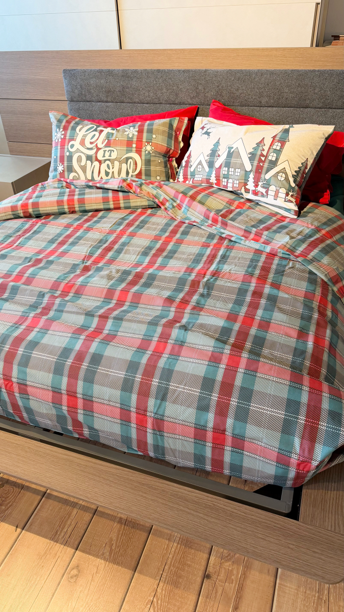 Parure Copripiumino 100% puro cotone made in Italy matrimoniale TARTAN SNOW VERDE Parure Copripiumino 100% puro cotone made in Italy matrimoniale TARTAN SNOW VERDE